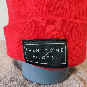 twenty one pilots red beanie with logo